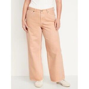 Old Navy NWT Size 20 Baggy Wide Leg Jeans High Rise Blush Pink Coastal Plus Size
